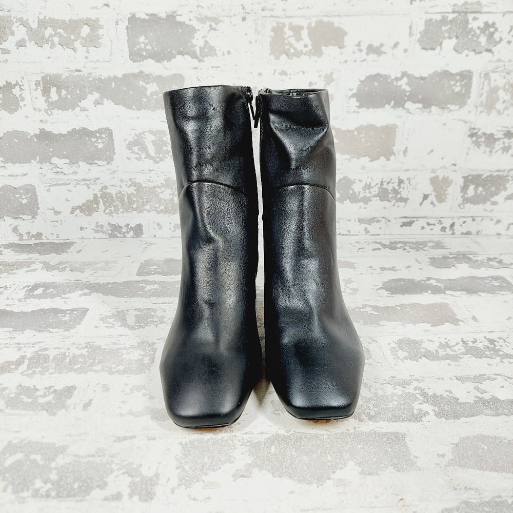 New NORDSTOM rack Naja Black Square Toe Flared Block Heel Bootie C340 - Picture 7 of 11
